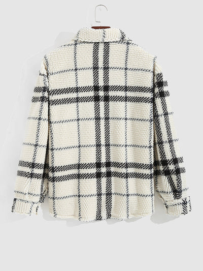 Men's Vintage Plaid Fleece Lapel Jacket