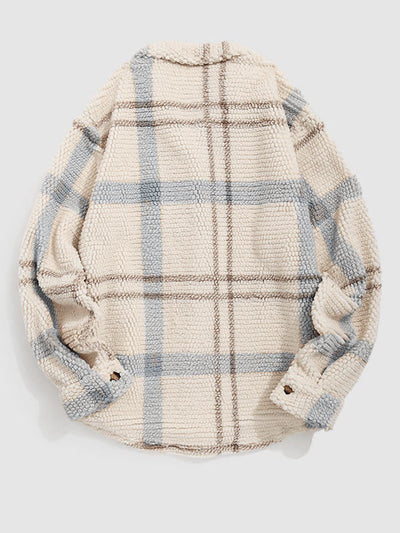 Men's Vintage Plaid Fleece Lapel Jacket